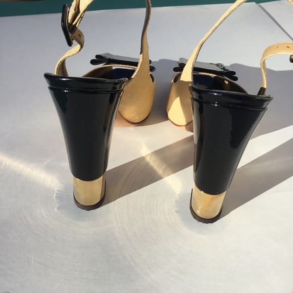 Valentino Platform Sandal Size 41 Black Patent and Bisque coloured Fabric - Picture 3 of 6